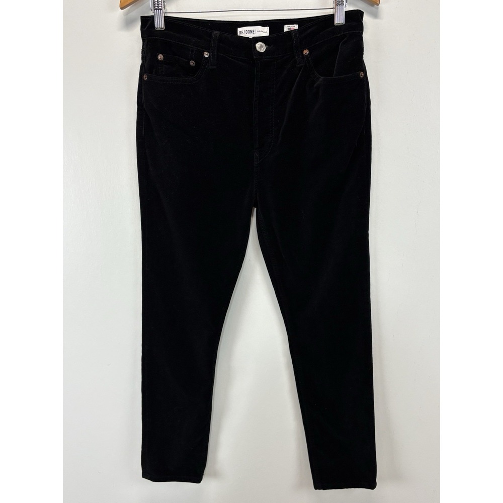 RE/DONE Velvet Pants Women's 29x27 Black Button Fly Made In USA 5 Pocket